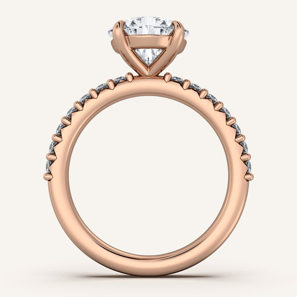 Pear Shape Pave Band Engagement Ring | 18k Rose Gold