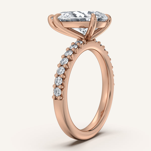 Pear Shape Pave Band Engagement Ring | 18k Rose Gold
