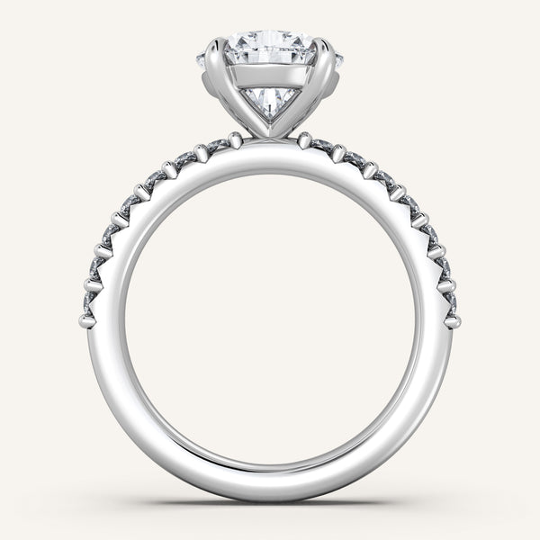 Pear Shape Pave Band Engagement Ring | Platinum