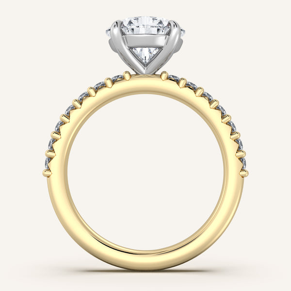 Pear Shape Pave Band Engagement Ring | 18k Two Tone