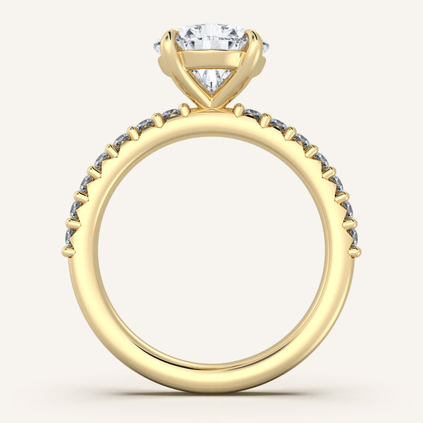 Pear Shape Pave Band Engagement Ring | 18k Yellow Gold