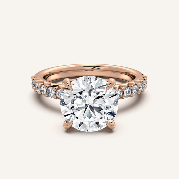 Round Pave Band Engagement Ring | 18k Rose Gold