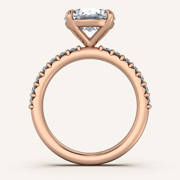 Round Pave Band Engagement Ring | 18k Rose Gold
