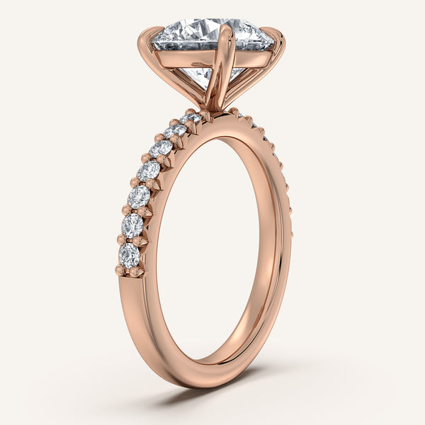 Round Pave Band Engagement Ring | 14k Rose Gold
