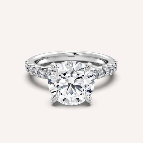 Round Pave Band Engagement Ring | Platinum