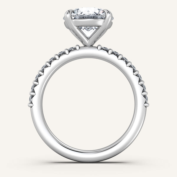Round Pave Band Engagement Ring | Platinum