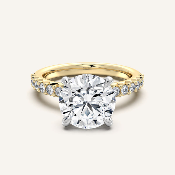 Round Pave Band Engagement Ring | 18k Two Tone