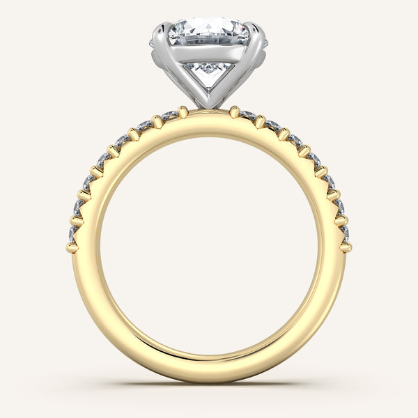 Round Pave Band Engagement Ring | 18k Two Tone