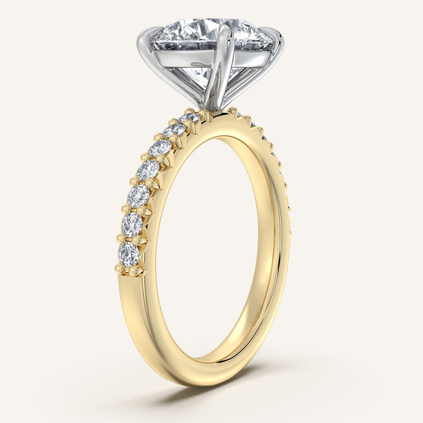 Round Pave Band Engagement Ring | 18k Two Tone