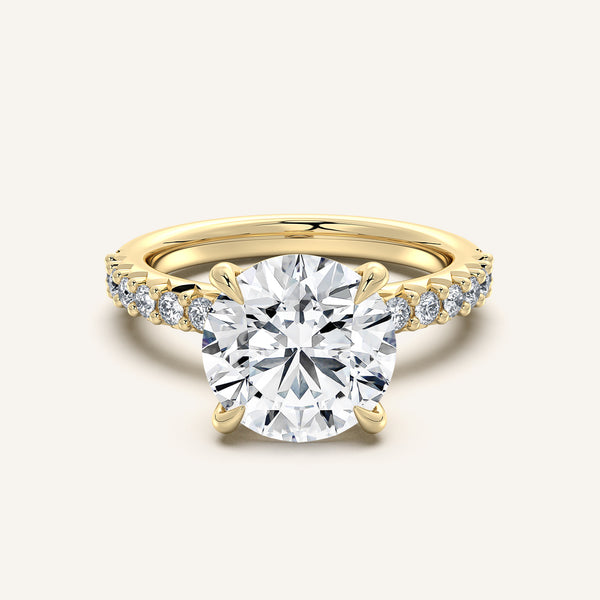 Round Pave Band Engagement Ring | 18k Yellow Gold