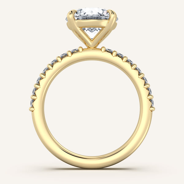 Round Pave Band Engagement Ring | 18k Yellow Gold