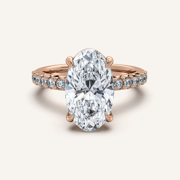 Moval Pave Band Engagement Ring | 18k Rose Gold