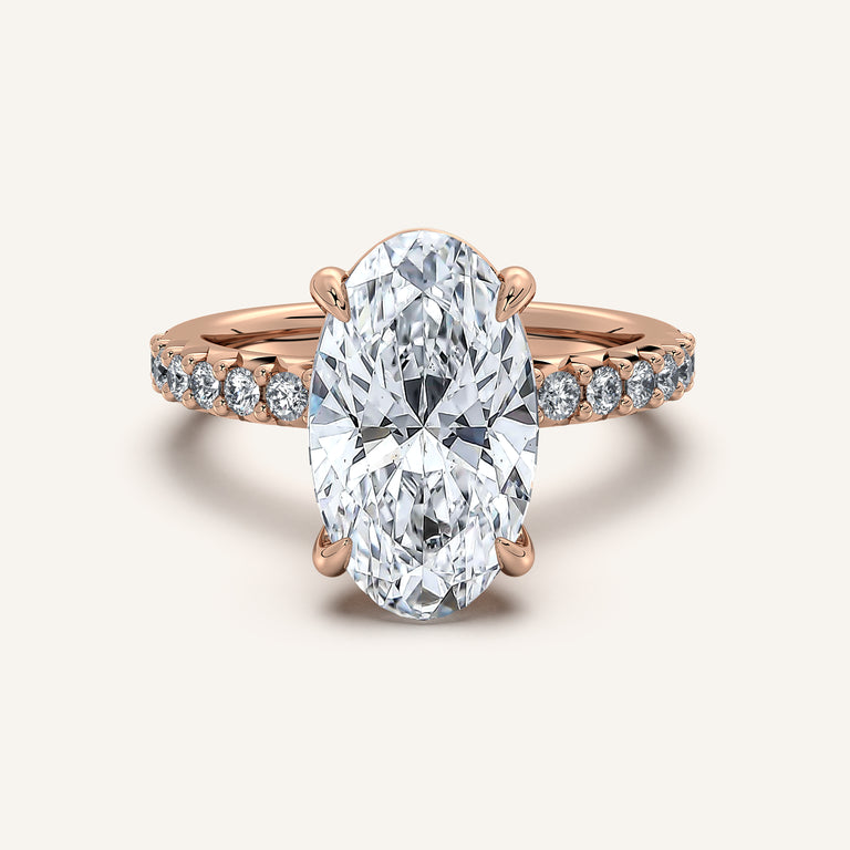 Image for Moval Pave Band Engagement Ring | 18k Rose Gold
