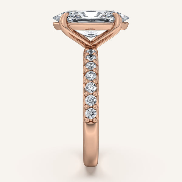 Moval Pave Band Engagement Ring | 18k Rose Gold