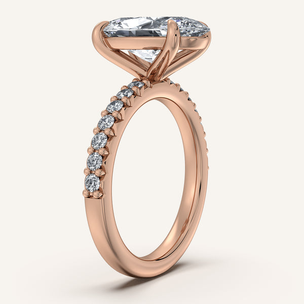Moval Pave Band Engagement Ring | 18k Rose Gold