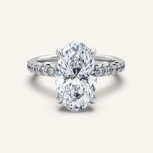 Moval Pave Band Engagement Ring | 18k White Gold