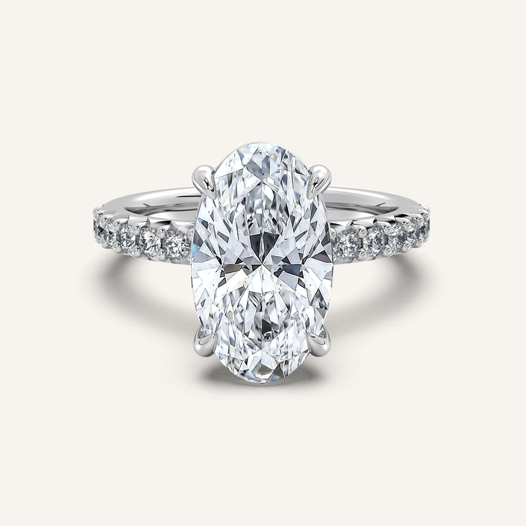 Image for Moval Pave Band Engagement Ring | Platinum