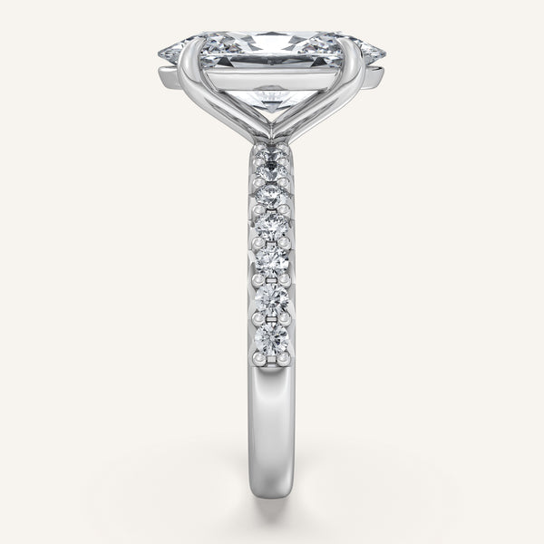 Moval Pave Band Engagement Ring | 18k White Gold