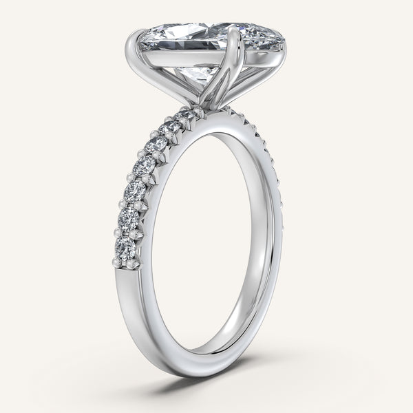 Moval Pave Band Engagement Ring | 18k White Gold