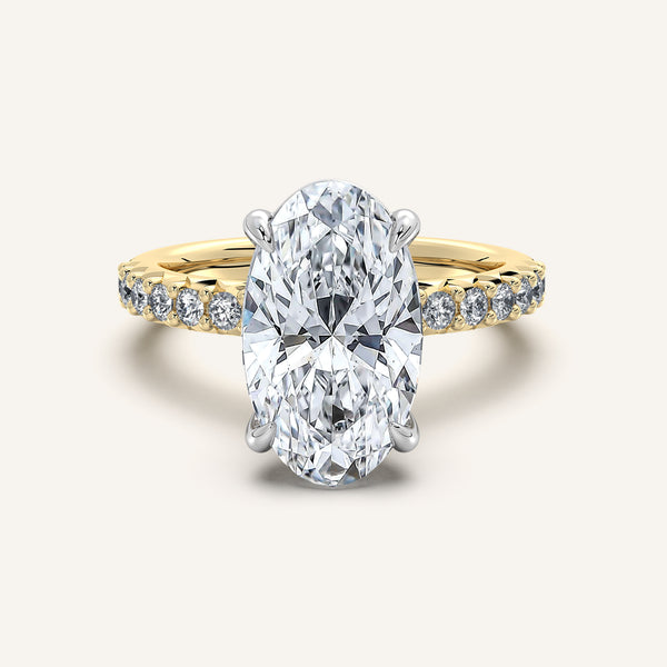 Moval Pave Band Engagement Ring | 18k Two Tone