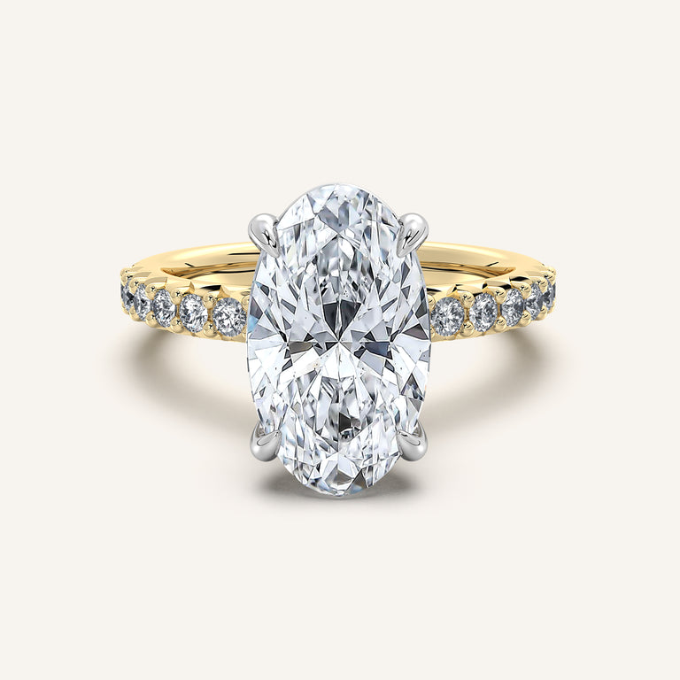 Image for Moval Pave Band Engagement Ring | 18k Two Tone
