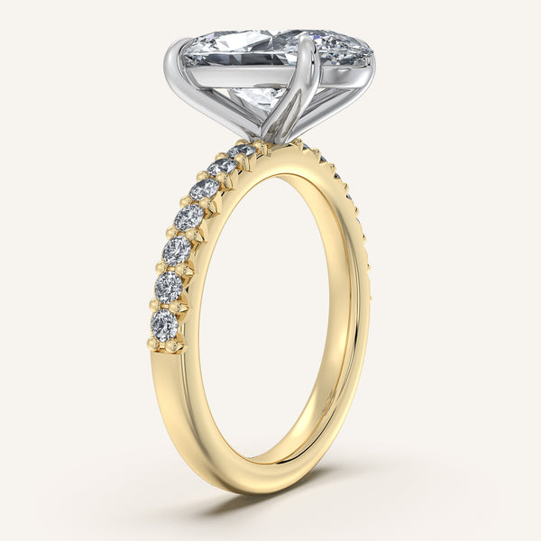 Moval Pave Band Engagement Ring | 18k Two Tone