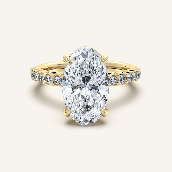 Moval Pave Band Engagement Ring | 18k Yellow Gold
