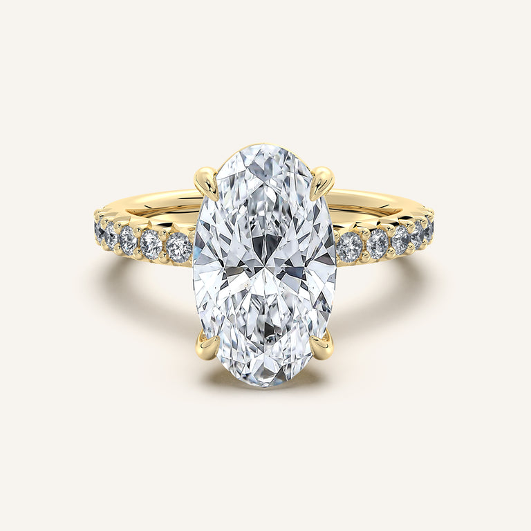 Image for Moval Pave Band Engagement Ring | 18k Yellow Gold