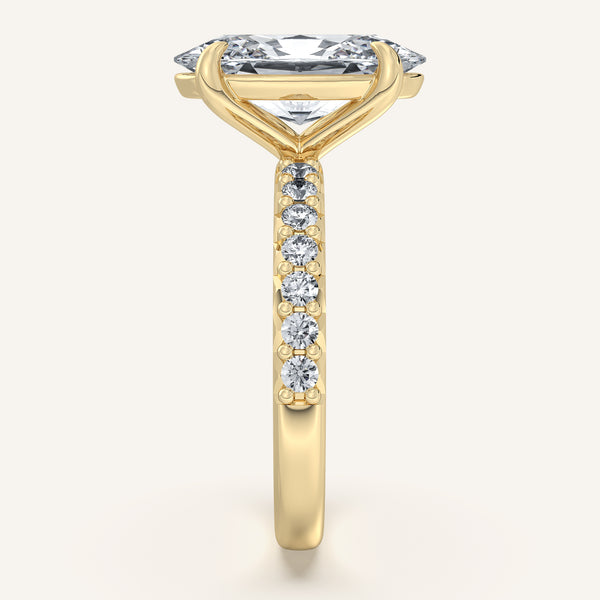 Moval Pave Band Engagement Ring | 18k Yellow Gold