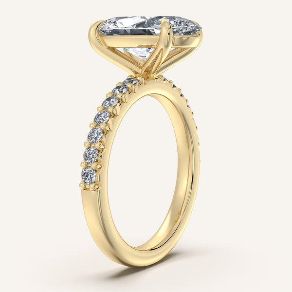Moval Pave Band Engagement Ring | 18k Yellow Gold