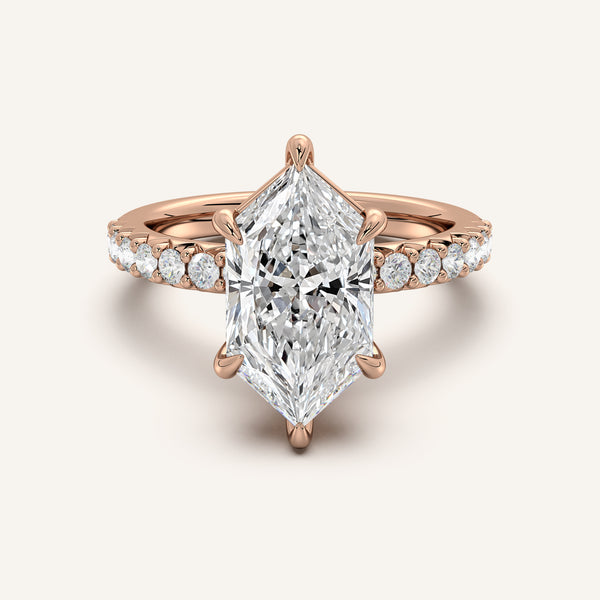 Dutch Marquise Pave Band Engagement Ring | 18k Rose Gold