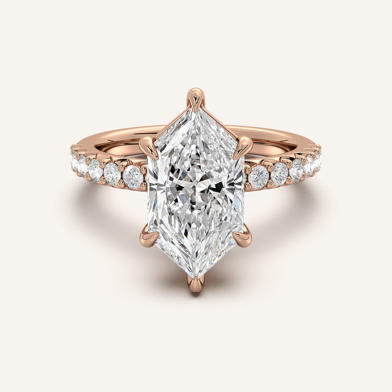 Image for Dutch Marquise Pave Band Engagement Ring | 18k Rose Gold
