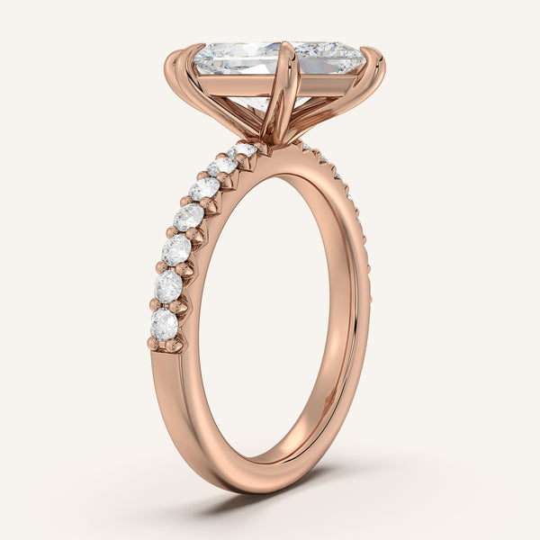 Dutch Marquise Pave Band Engagement Ring | 18k Rose Gold