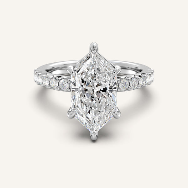 Dutch Marquise Pave Band Engagement Ring | Platinum