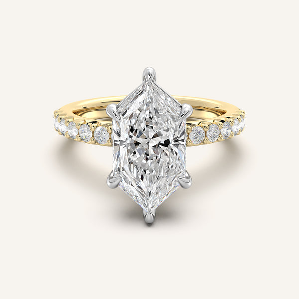 Dutch Marquise Pave Band Engagement Ring | 18k Two Tone