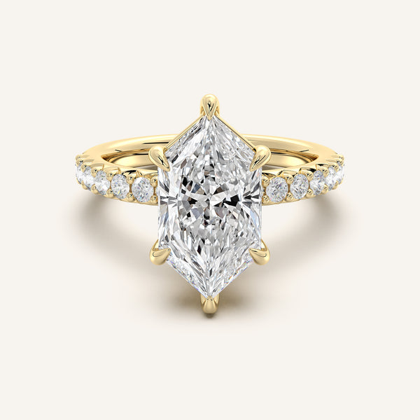 Dutch Marquise Pave Band Engagement Ring | 18k Yellow Gold