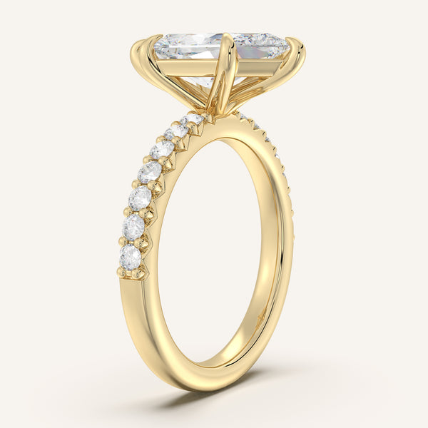 Dutch Marquise Pave Band Engagement Ring | 18k Yellow Gold