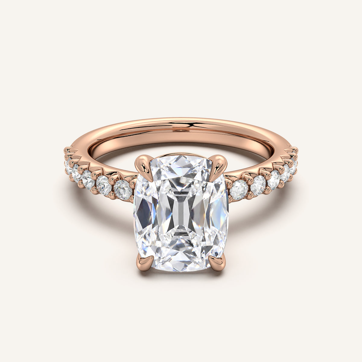 Image for Old Mine Cut Pave Band Engagement Ring | 18k Rose Gold