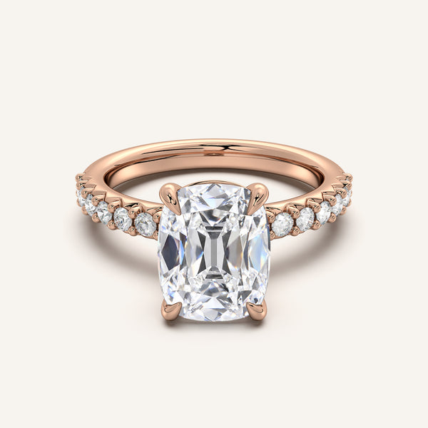 Old Mine Cut Pave Band Engagement Ring | 18k Rose Gold