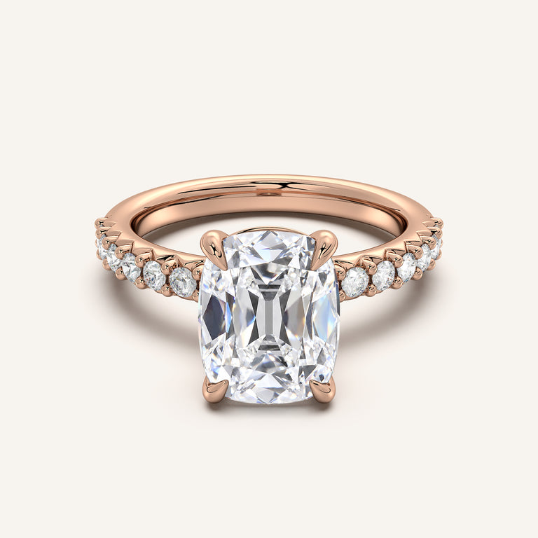 Image for Old Mine Cut Pave Band Engagement Ring | 18k Rose Gold