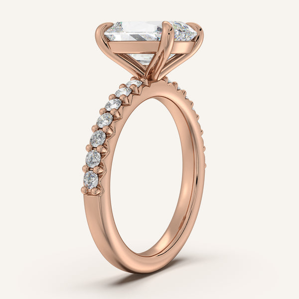 Old Mine Cut Pave Band Engagement Ring | 18k Rose Gold