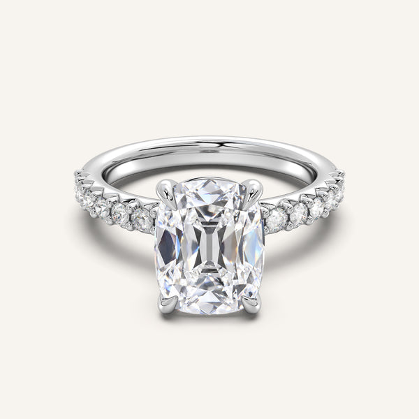 Old Mine Cut Pave Band Engagement Ring | Platinum