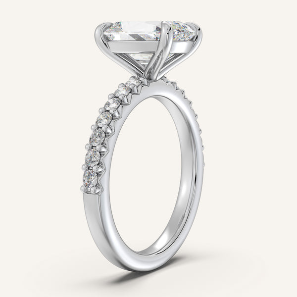 Old Mine Cut Pave Band Engagement Ring | Platinum