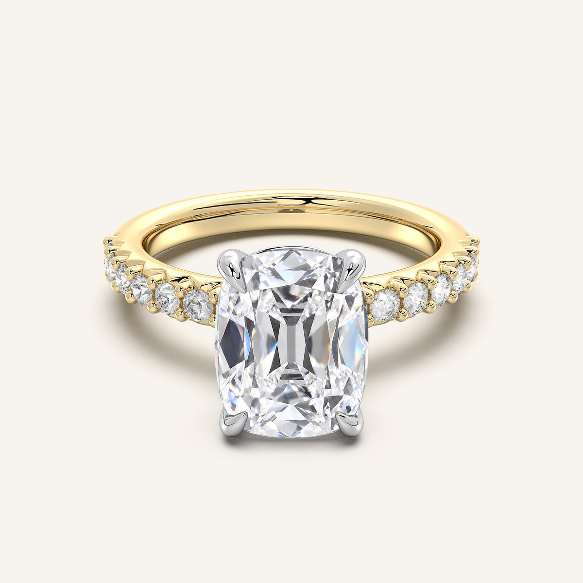 Image for Old Mine Cut Pave Band Engagement Ring | 18k Two Tone
