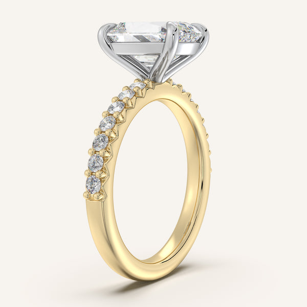Old Mine Cut Pave Band Engagement Ring | 18k Two Tone