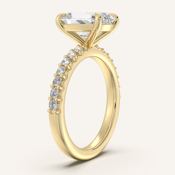 Old Mine Cut Pave Band Engagement Ring | 18k Yellow Gold