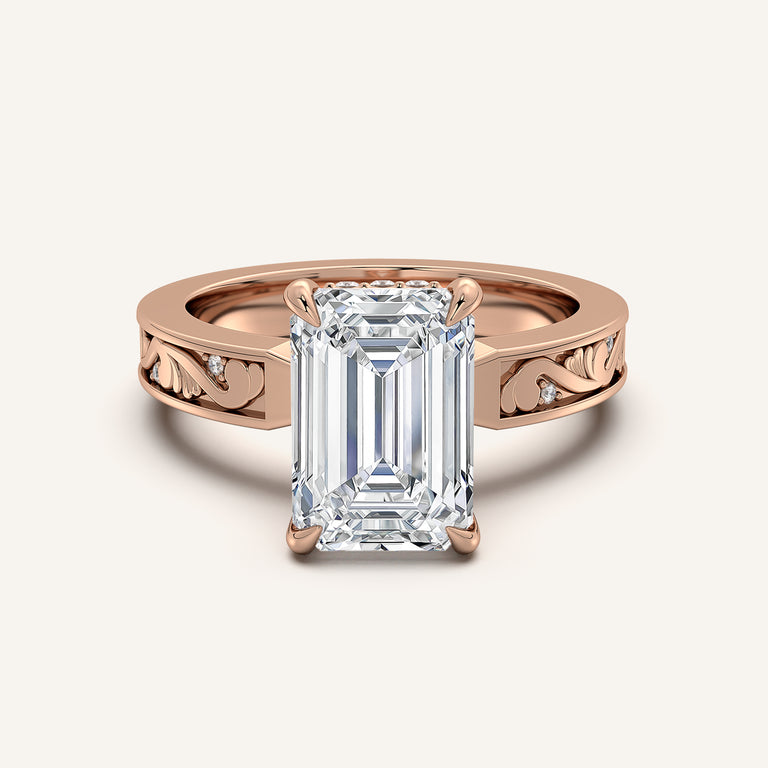Image for Emerald Cut Vintage Inspired Engagement Ring | 18k Rose Gold