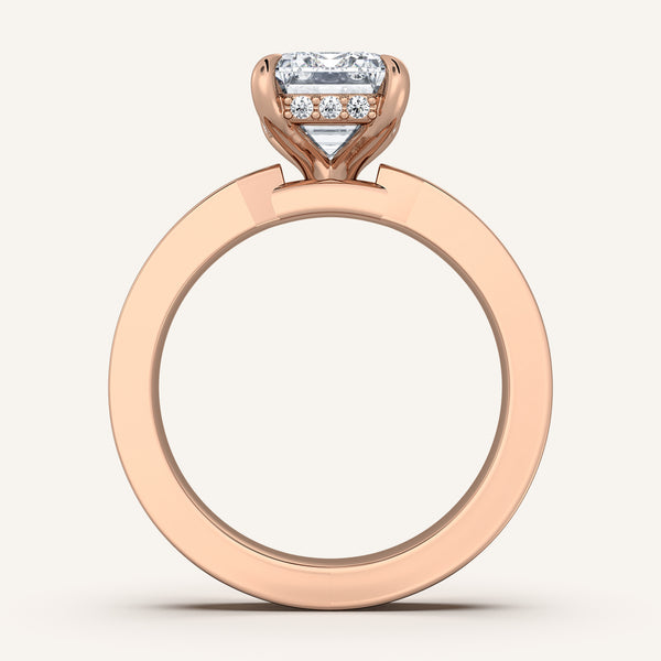 Emerald Cut Vintage Inspired Engagement Ring | 18k Rose Gold