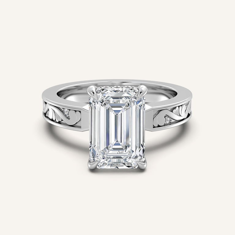 Image for Emerald Cut Vintage Inspired Engagement Ring | Platinum