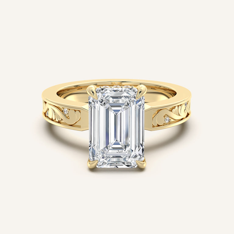 Image for Emerald Cut Vintage Inspired Engagement Ring | 18k Yellow Gold